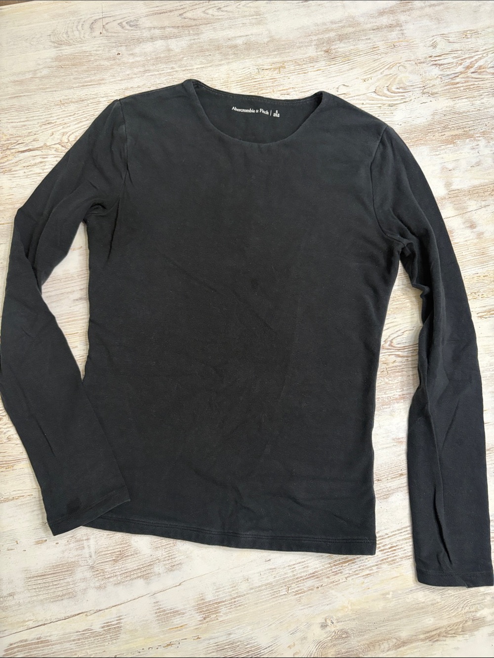 Abercrombie & Fitch Black Long-Sleeve Crew Neck Shirt
